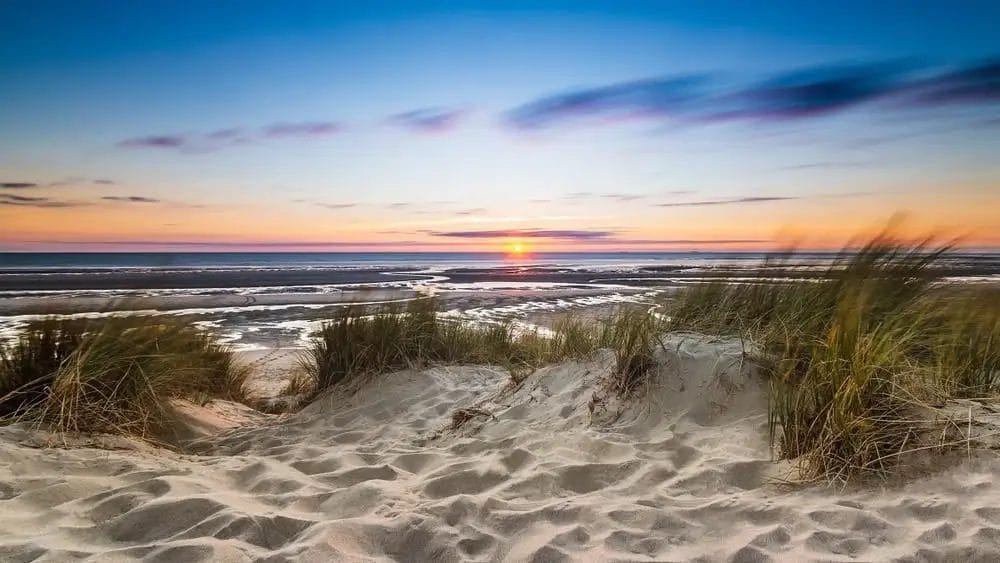Sunset,Over,Sand,Dune,And,Beach A Scenic Fall Drive to Sleeping Bear Dunes 2