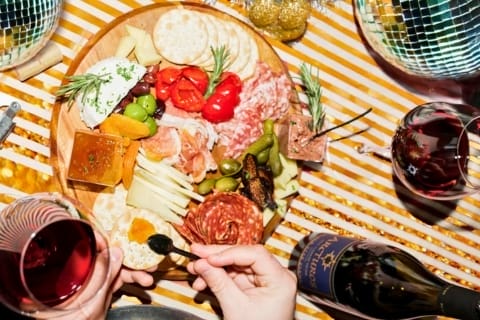 Charcuterie board with Pinot Noir