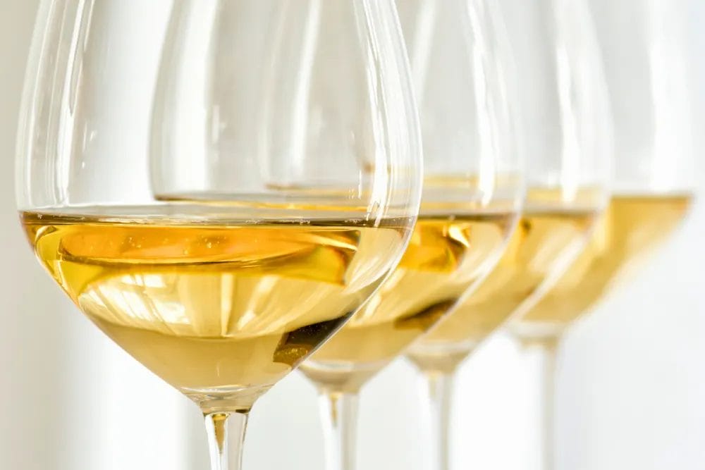 Wine School Series: Riesling 3 Four glasses of white wine