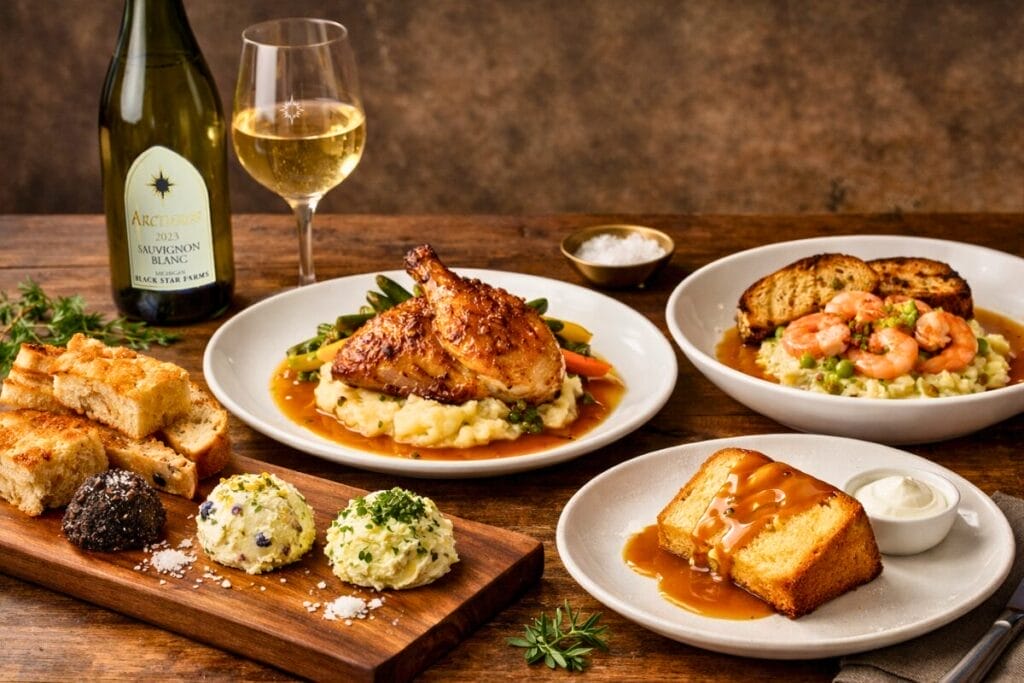 Examples of items from the Buttery Table Dinner at the Bistro.