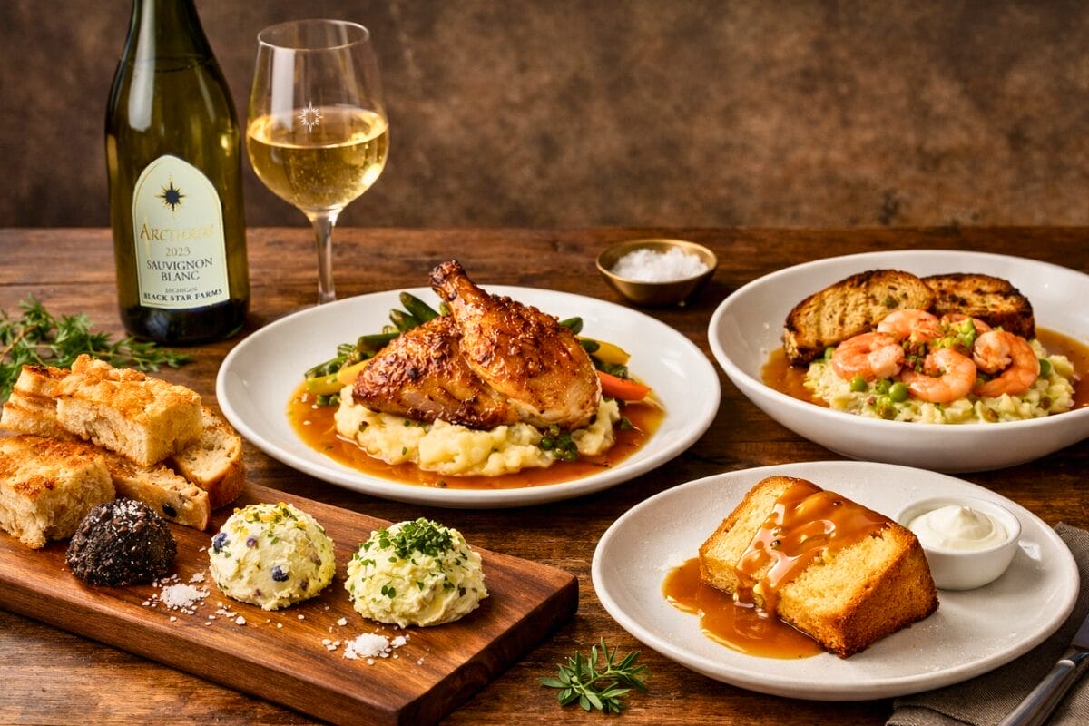 Examples of items from the Buttery Table Dinner at the Bistro.